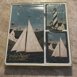 C R GIBSON Vintage Sailboat Card Set